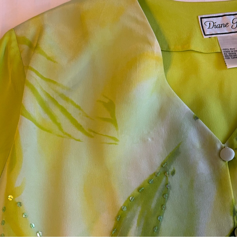 Diane Gilman Vintage 100% Silk Tiger Lily 2 Piece Pant Suit Set 3X - Picture 14 of 16